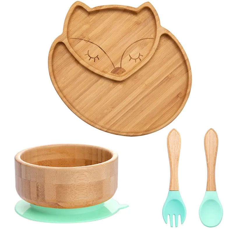 4-Piece Baby Bamboo Suction Plate Set