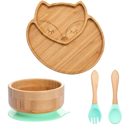 4-Piece Baby Bamboo Suction Plate Set