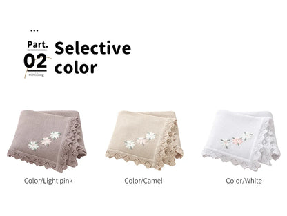 Floral Embroidered Baby Cotton Blanket – Knitted Newborn Cover