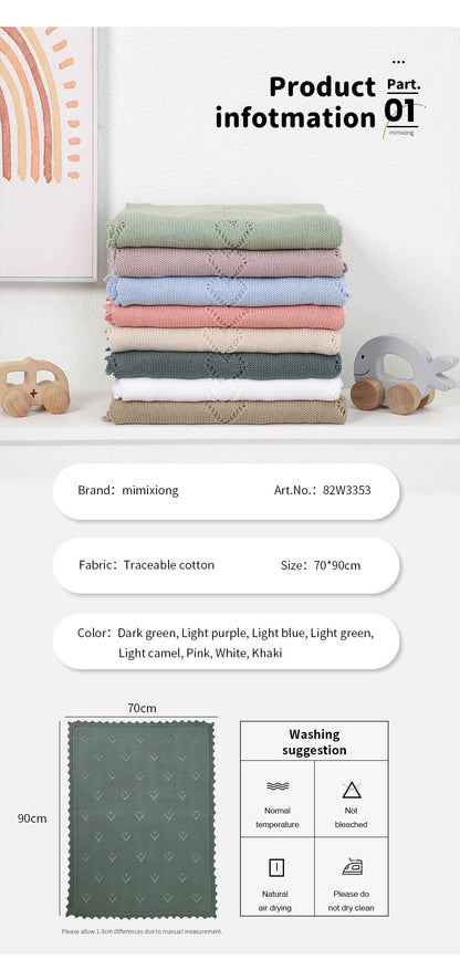 Knitted Baby Blanket 90x70cm – Ultra-Soft Cotton Swaddle Wrap
