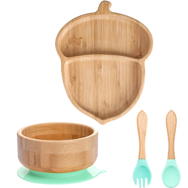 4-Piece Baby Bamboo Suction Plate Set