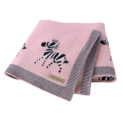 Soft Knitted Baby Blanket 100x80cm – Cute Cartoon Newborn Swaddle, Toddler Bedding & Stroller Wrap
