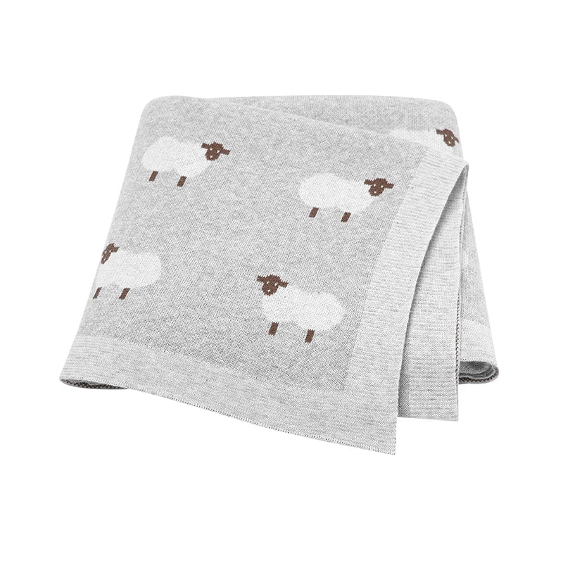 Knitted Baby Cotton Blanket – Newborn Swaddle & Stroller Wrap 90x70cm