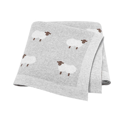 Knitted Baby Cotton Blanket – Newborn Swaddle & Stroller Wrap 90x70cm