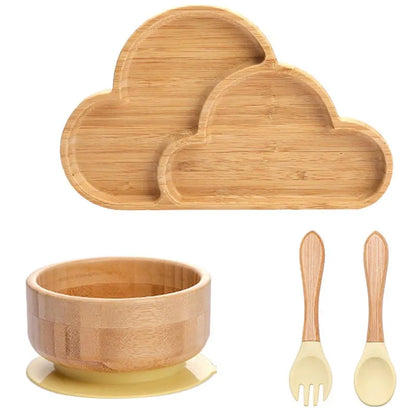 4-Piece Baby Bamboo Suction Plate Set