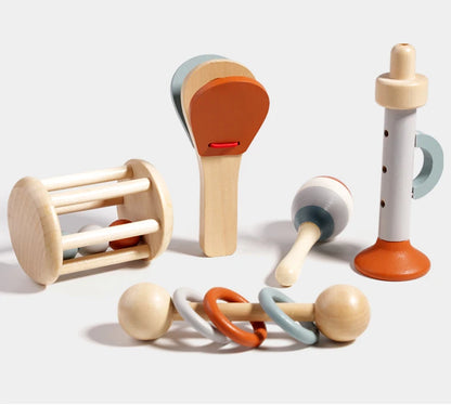 Soothing Wooden Baby Bell Toy,Ringing Instrument, Early Childhood Education