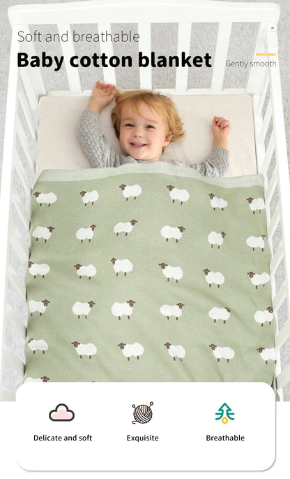 Knitted Baby Cotton Blanket – Newborn Swaddle & Stroller Wrap 90x70cm