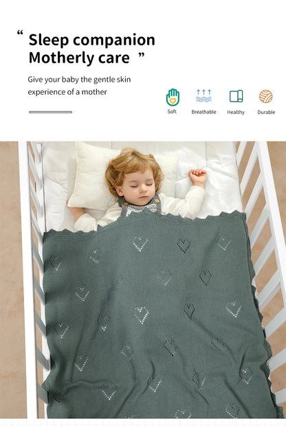Knitted Baby Blanket 90x70cm – Ultra-Soft Cotton Swaddle Wrap