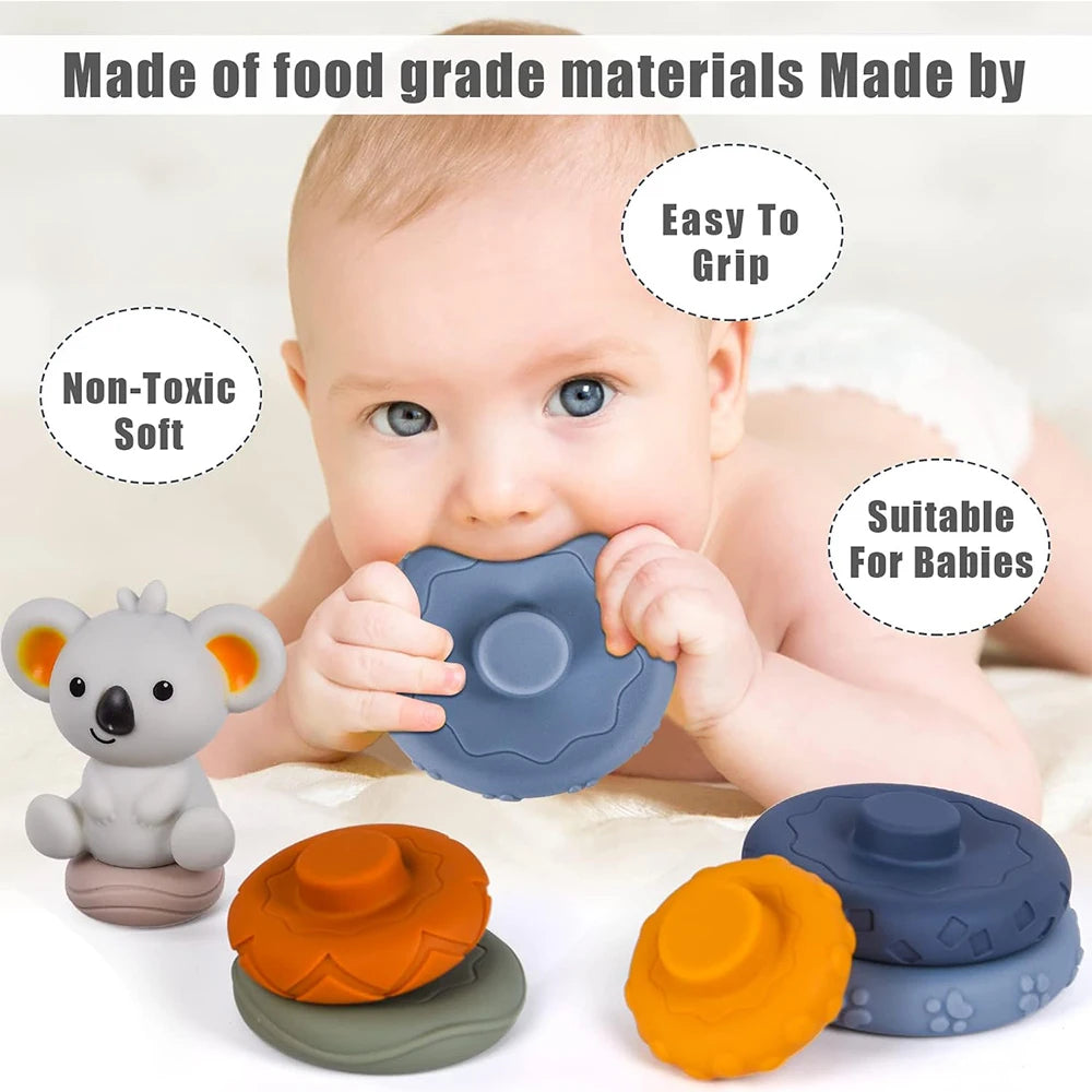 Baby Montessori Sensory Set – Koala Stacking Tower & Fine Motor Skills Toy - Lumuana