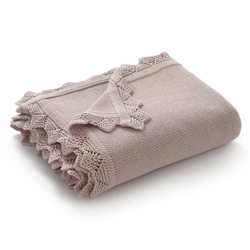 Floral Embroidered Baby Cotton Blanket – Knitted Newborn Cover