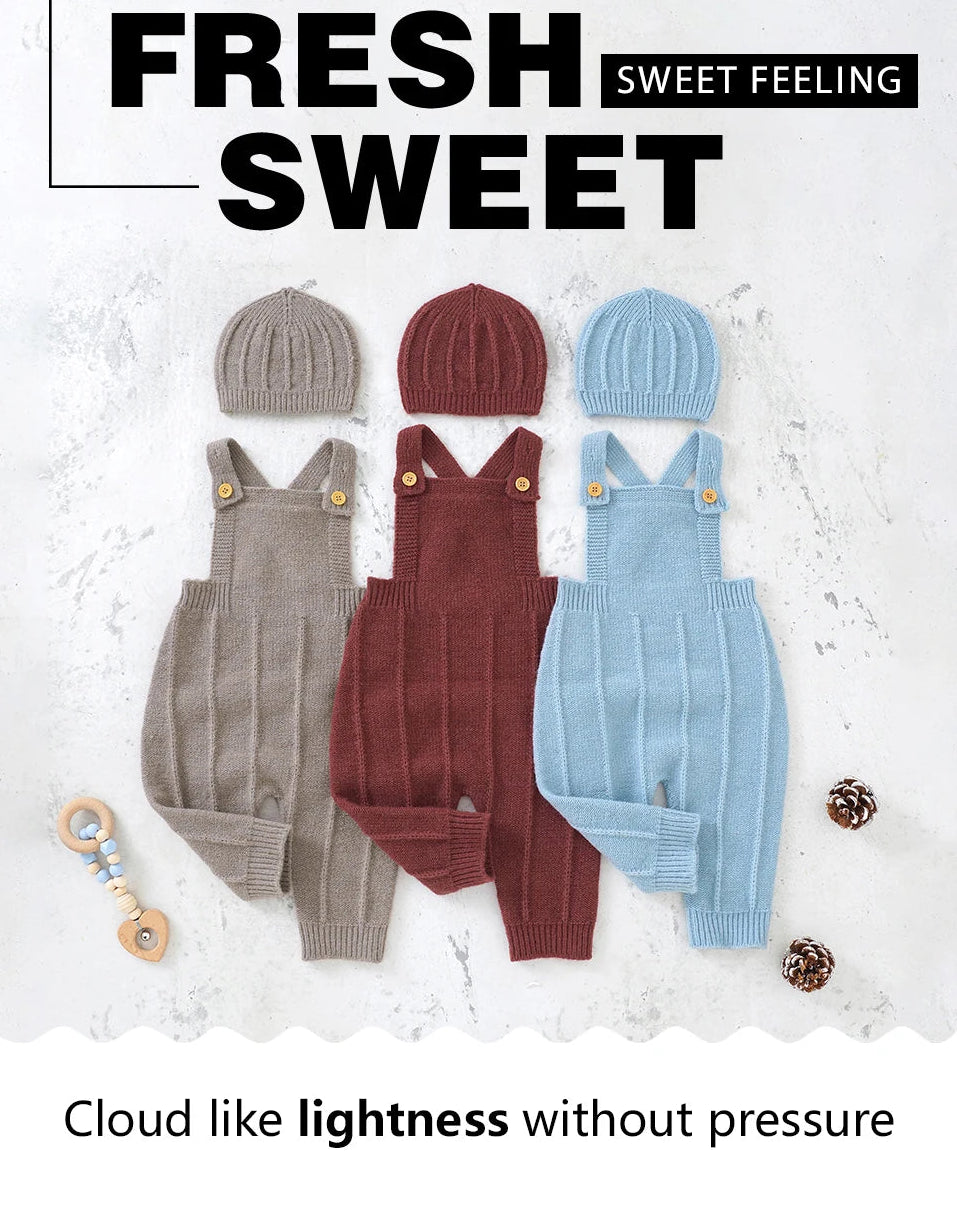 Baby Sleeveless Knitted Romper & Hat Set – Unisex Outfit - Lumuana