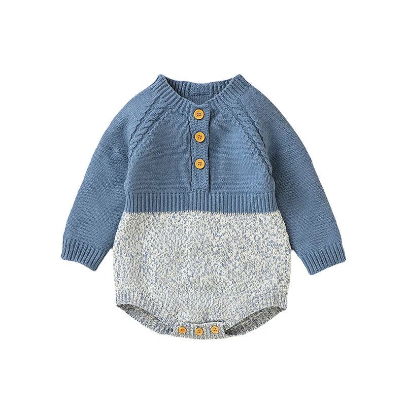 Newborn & Infant Jumpsuit – Knitted Long Sleeve Onesie