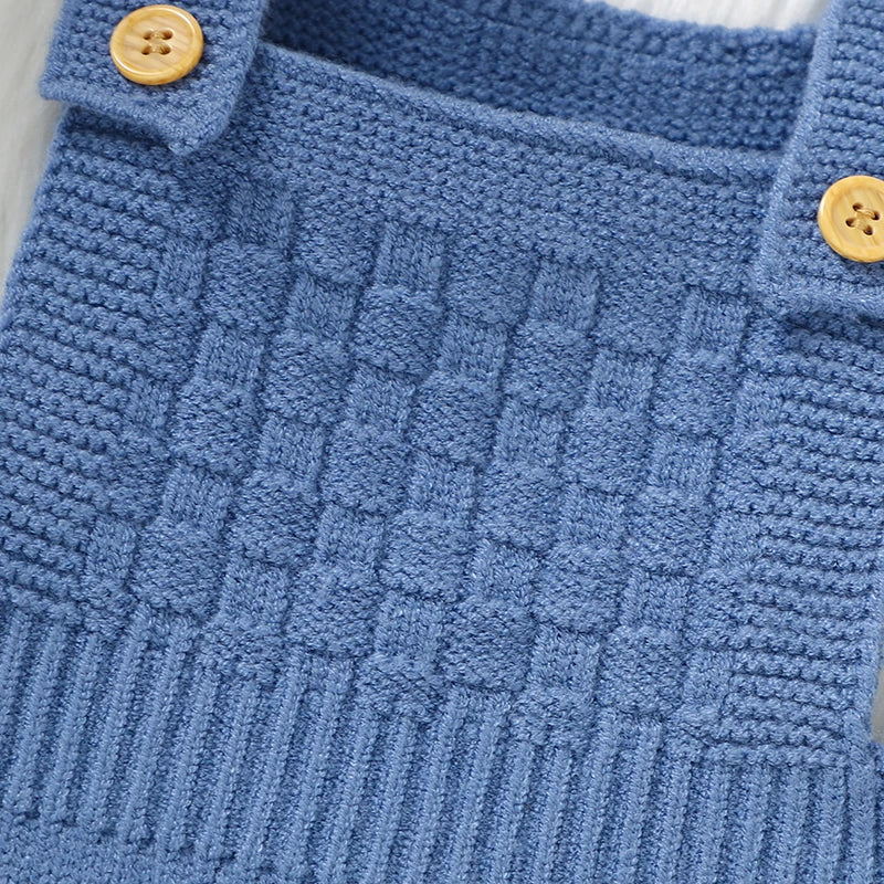 Baby Romper & Hat Set (0–18M) – Solid Color Knitted Outfit - Lumuana