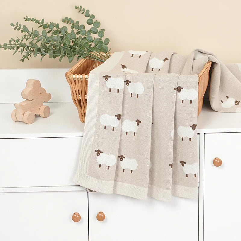 Knitted Baby Cotton Blanket – Newborn Swaddle & Stroller Wrap 90x70cm
