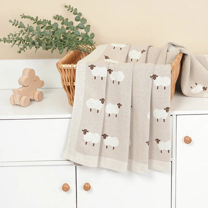 Knitted Baby Cotton Blanket – Newborn Swaddle & Stroller Wrap 90x70cm