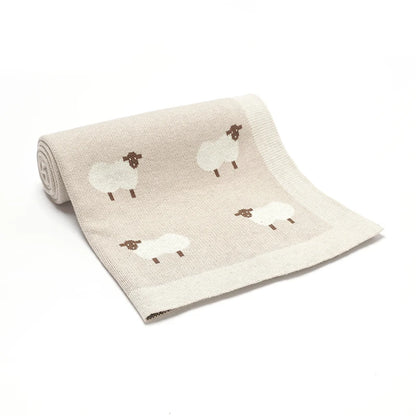 Knitted Baby Cotton Blanket – Newborn Swaddle & Stroller Wrap 90x70cm