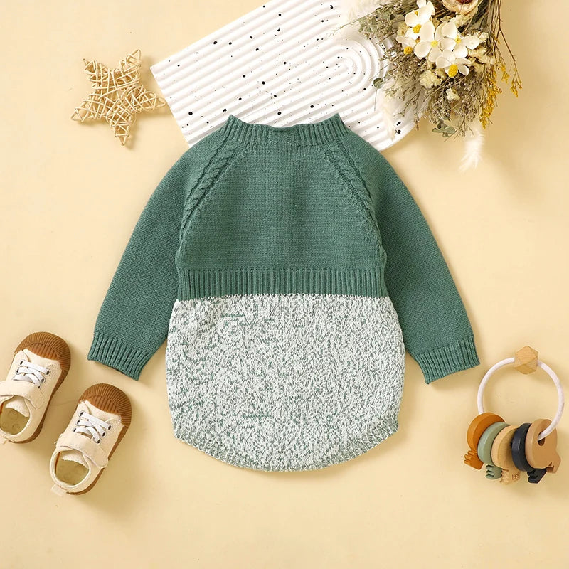 Newborn & Infant Jumpsuit – Knitted Long Sleeve Onesie