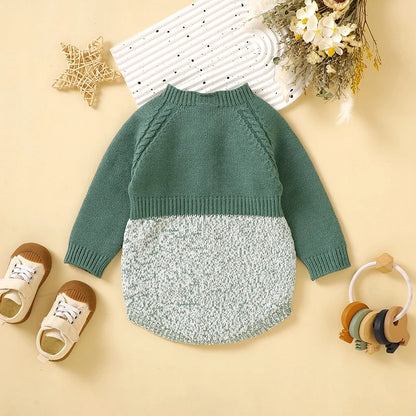 Newborn & Infant Jumpsuit – Knitted Long Sleeve Onesie