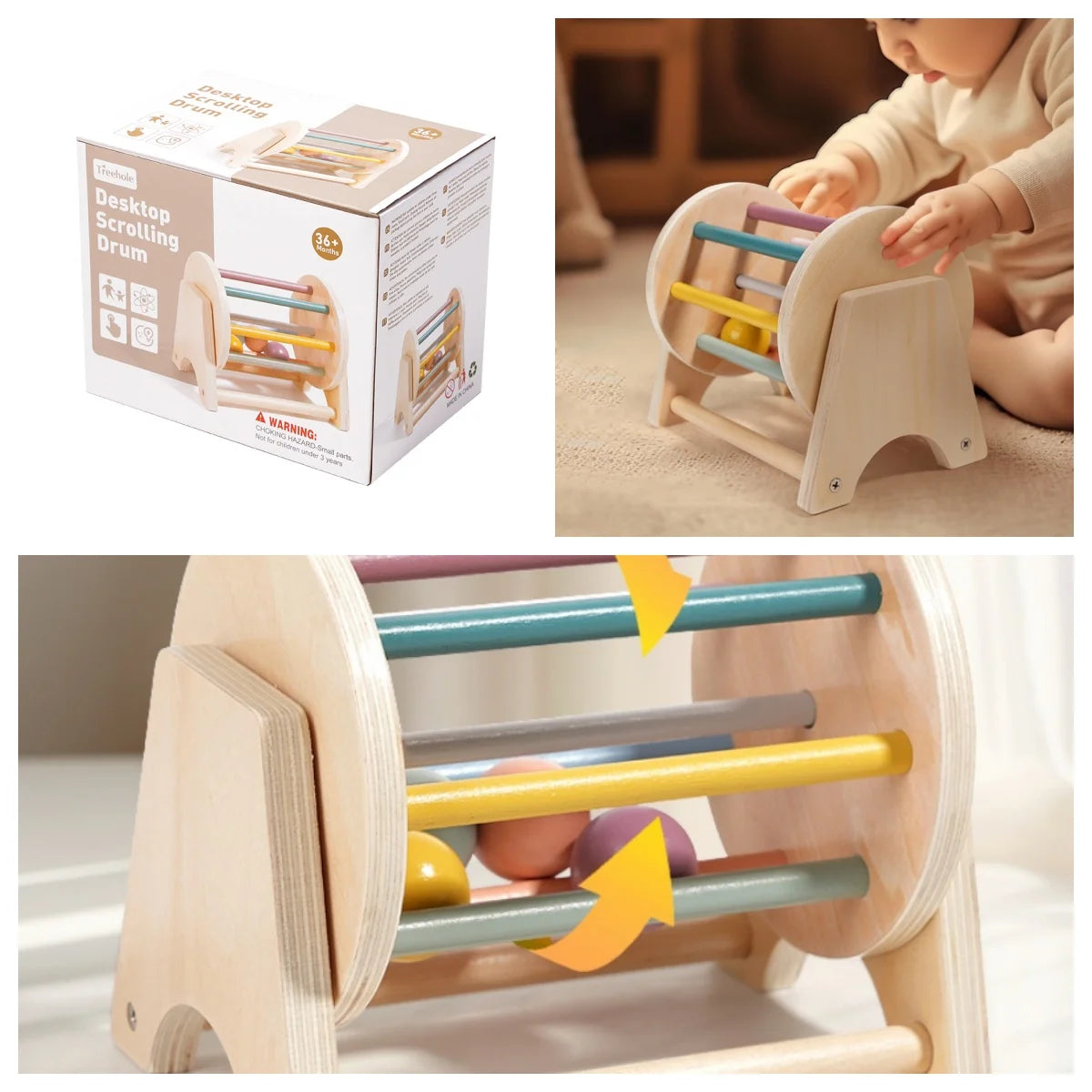 Soothing Wooden Baby Bell Toy,Ringing Instrument, Early Childhood Education