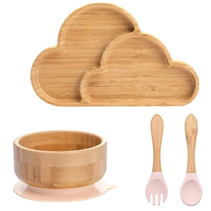 4-Piece Baby Bamboo Suction Plate Set
