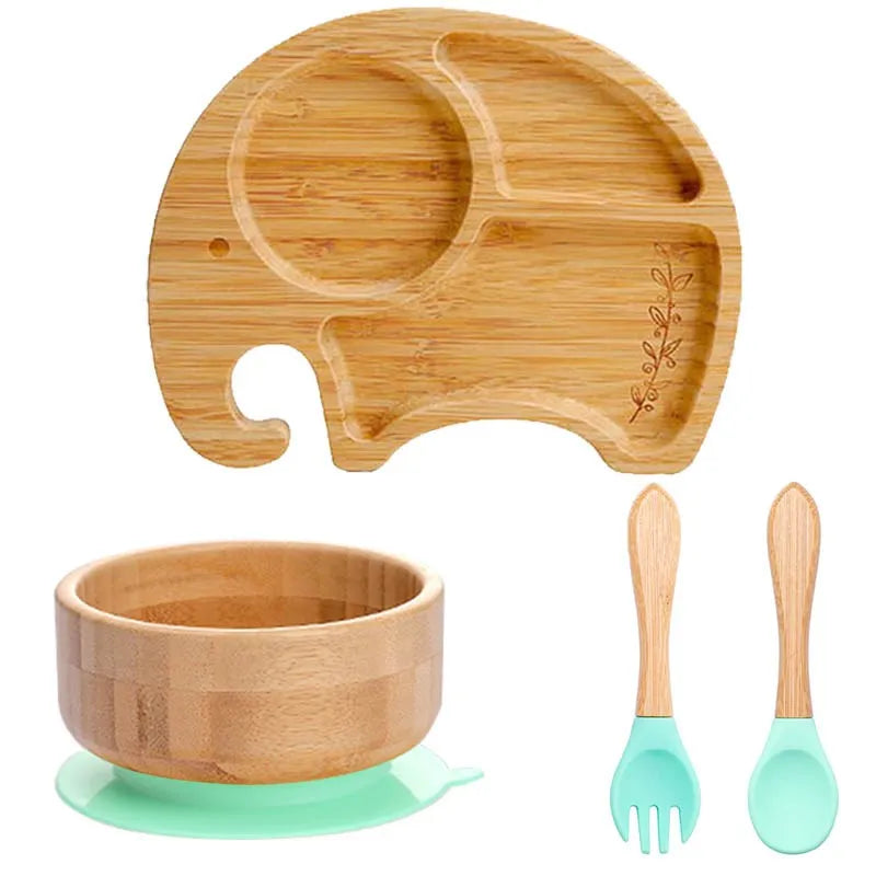 4-Piece Baby Bamboo Suction Plate Set
