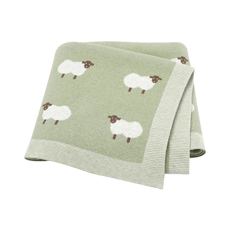 Knitted Baby Cotton Blanket – Newborn Swaddle & Stroller Wrap 90x70cm
