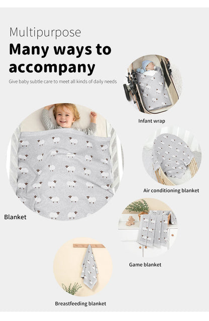 Knitted Baby Cotton Blanket – Newborn Swaddle & Stroller Wrap 90x70cm