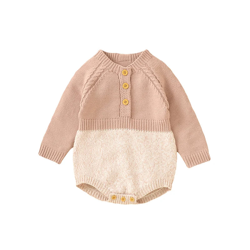 Newborn & Infant Jumpsuit – Knitted Long Sleeve Onesie
