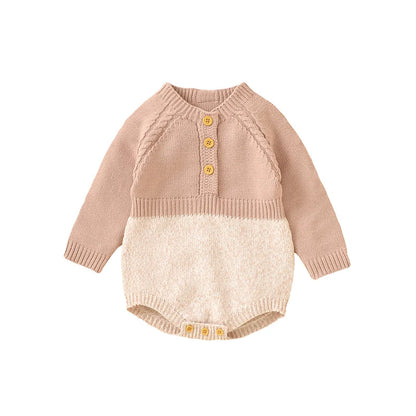 Newborn & Infant Jumpsuit – Knitted Long Sleeve Onesie