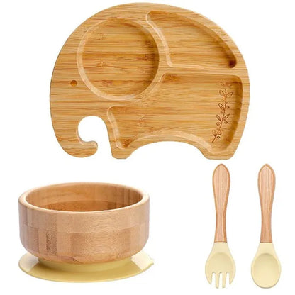 4-Piece Baby Bamboo Suction Plate Set