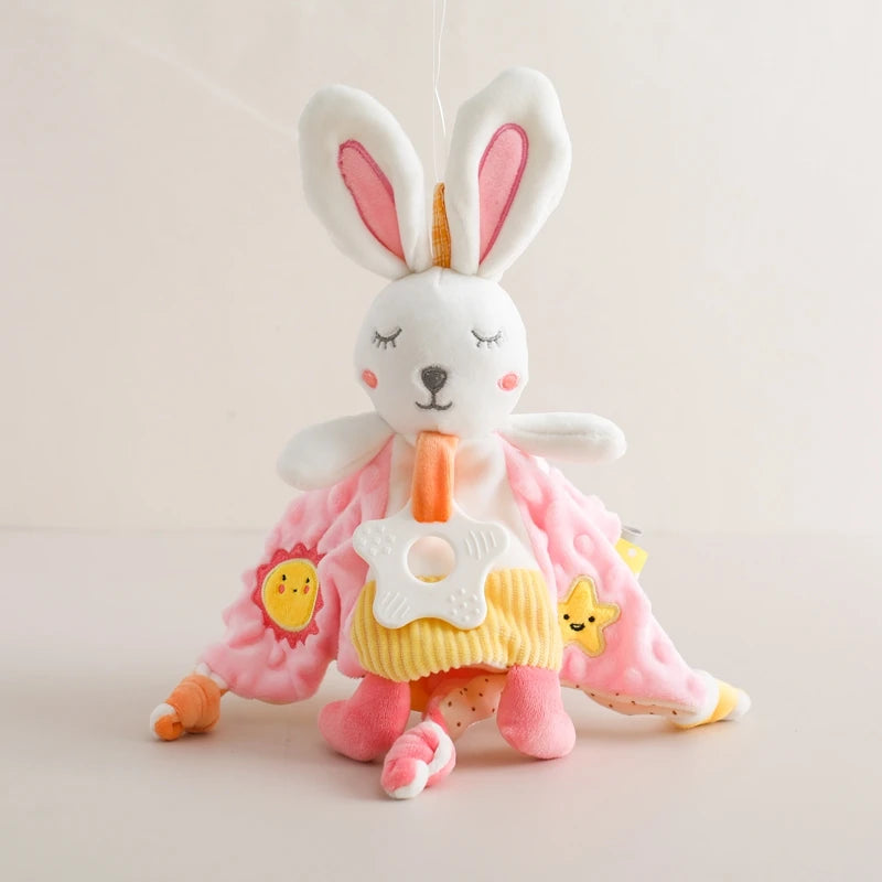 Baby Rattle & Teether Set – Soft Cotton Animal Toy with Crochet Sensory Doll