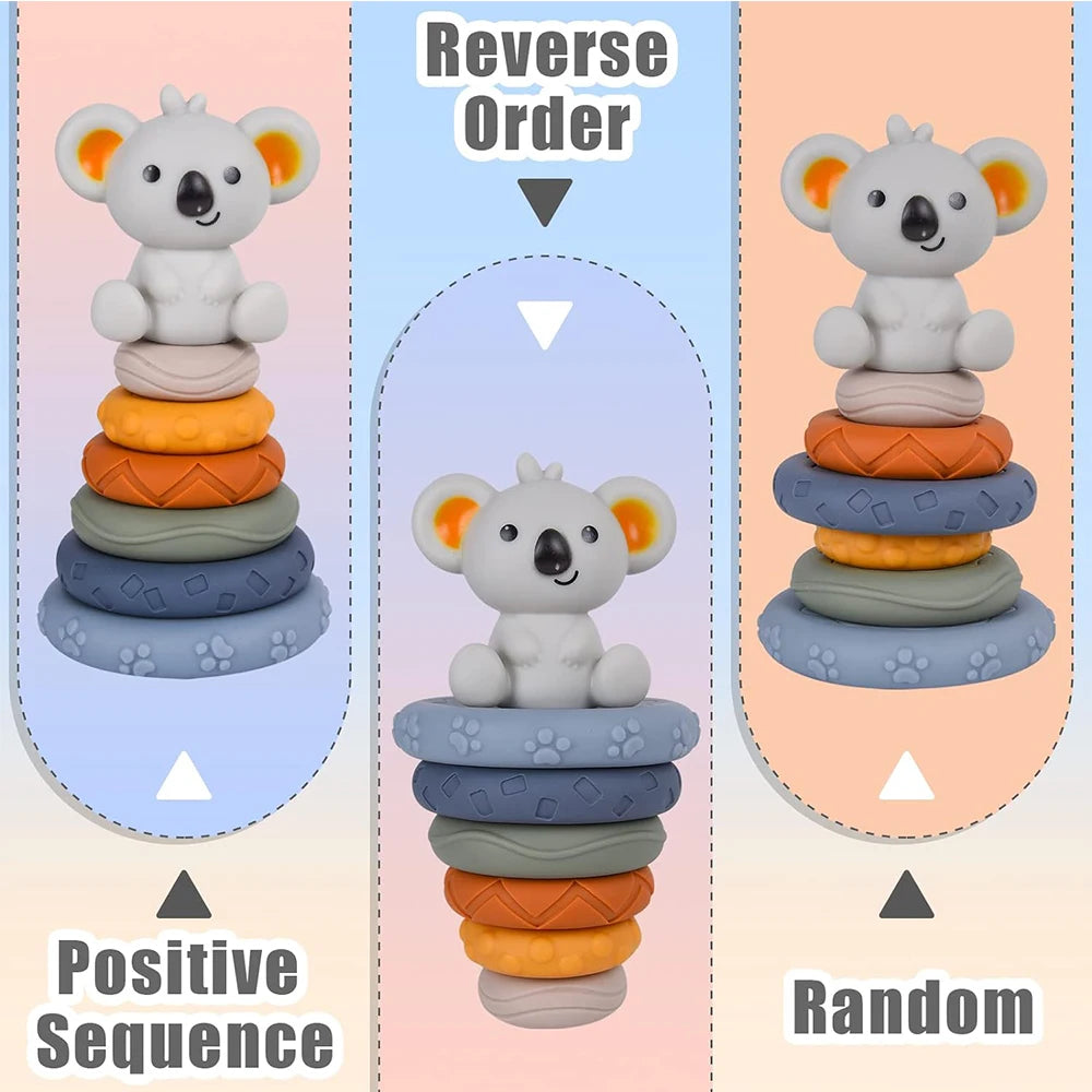 Baby Montessori Sensory Set – Koala Stacking Tower & Fine Motor Skills Toy - Lumuana