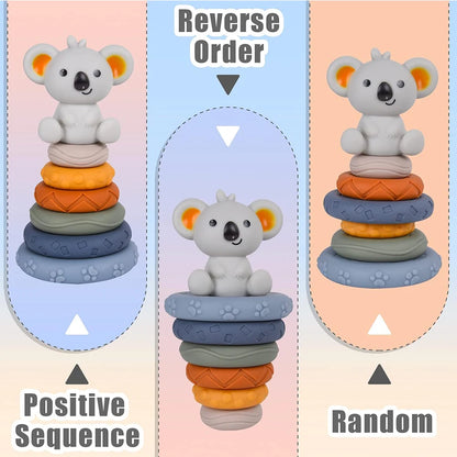 Baby Montessori Sensory Set – Koala Stacking Tower & Fine Motor Skills Toy - Lumuana