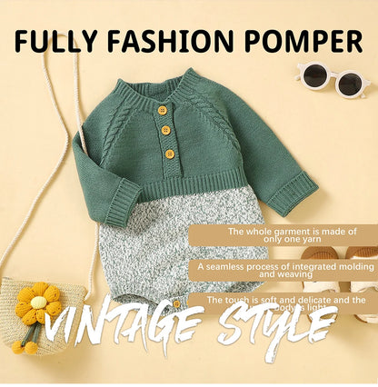 Newborn & Infant Jumpsuit – Knitted Long Sleeve Onesie