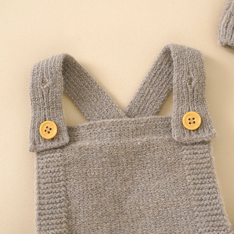 Baby Sleeveless Knitted Romper & Hat Set – Unisex Outfit - Lumuana