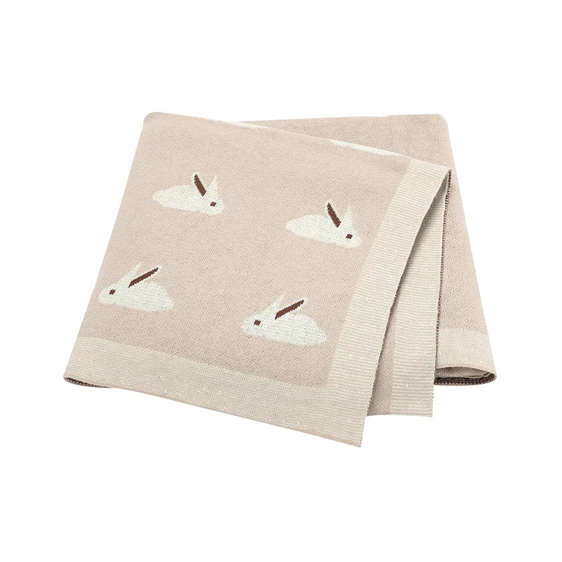 Soft Knitted Baby Blanket 100x80cm – Cute Cartoon Newborn Swaddle, Toddler Bedding & Stroller Wrap