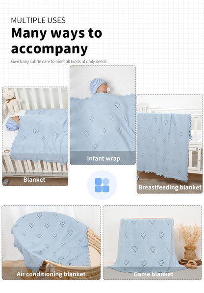 Knitted Baby Blanket 90x70cm – Ultra-Soft Cotton Swaddle Wrap