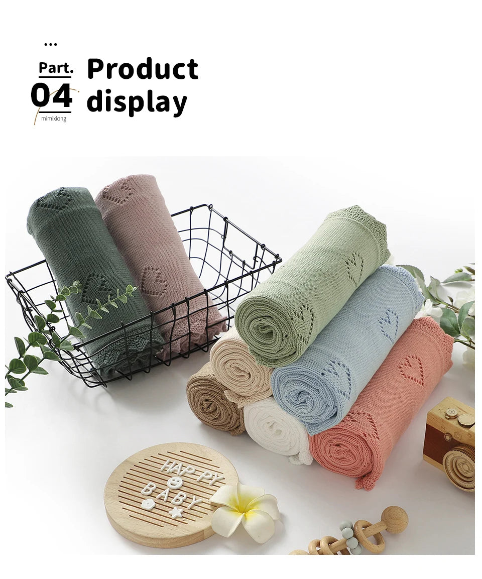 Knitted Baby Blanket 90x70cm – Ultra-Soft Cotton Swaddle Wrap