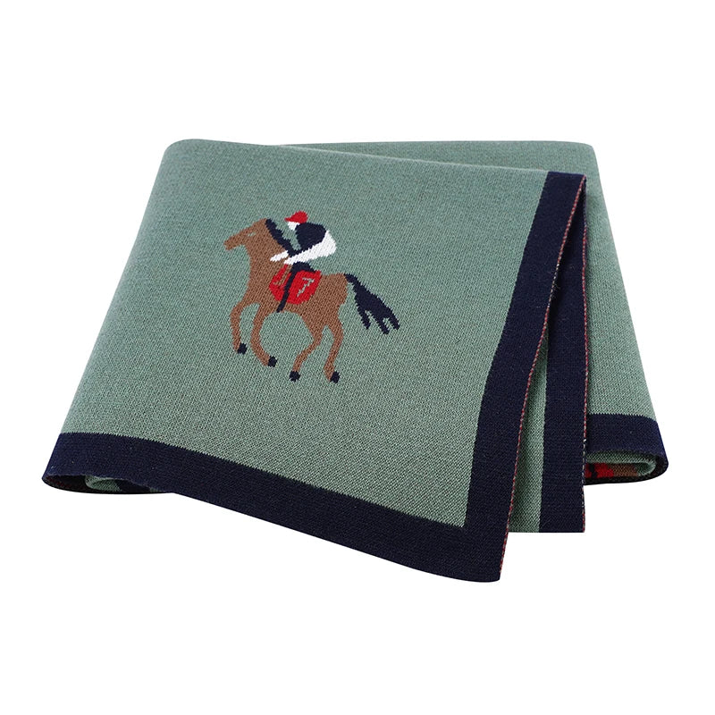 Soft Knitted Baby Blanket 100x80cm – Cute Cartoon Newborn Swaddle, Toddler Bedding & Stroller Wrap