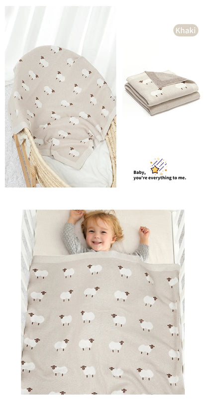 Knitted Baby Cotton Blanket – Newborn Swaddle & Stroller Wrap 90x70cm