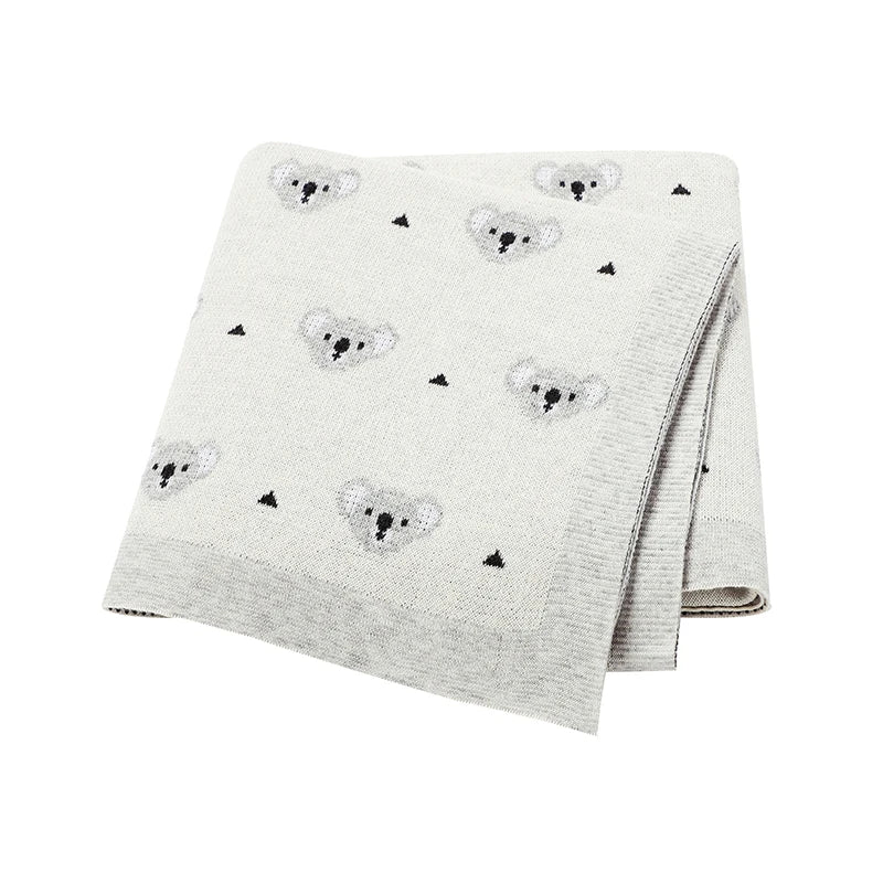 Soft Knitted Baby Blanket 100x80cm – Cute Cartoon Newborn Swaddle, Toddler Bedding & Stroller Wrap