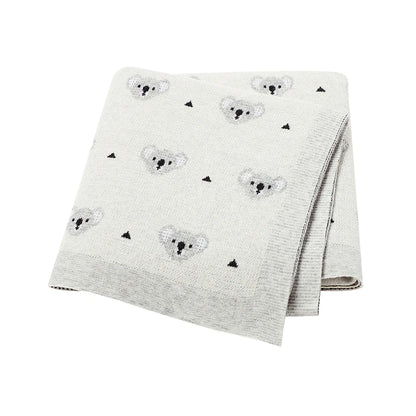 Soft Knitted Baby Blanket 100x80cm – Cute Cartoon Newborn Swaddle, Toddler Bedding & Stroller Wrap