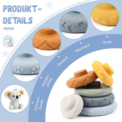 Baby Montessori Sensory Set – Koala Stacking Tower & Fine Motor Skills Toy - Lumuana