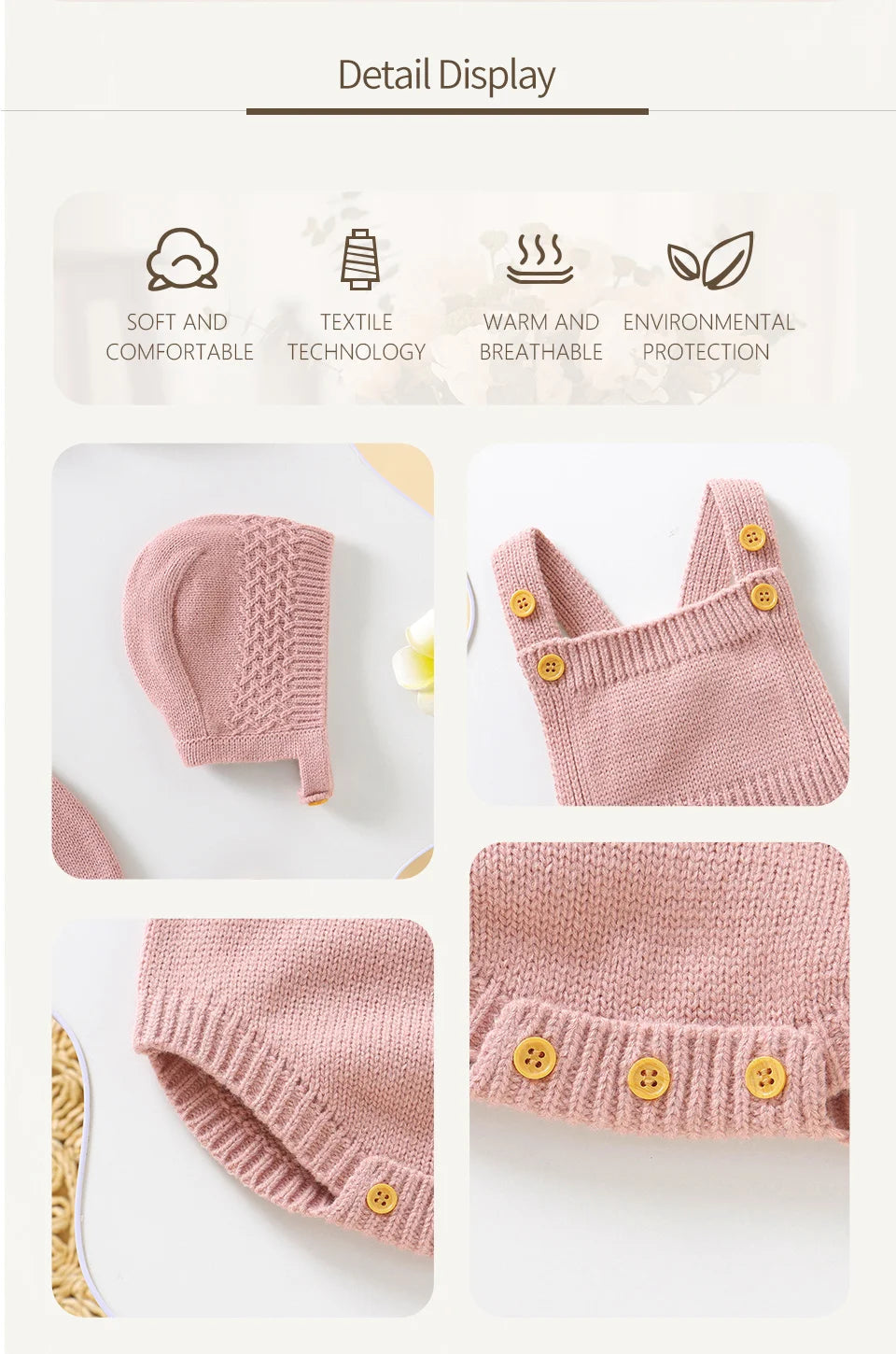 Baby Bodysuit Set (2pcs) – Sleeveless Solid Color Romper + Hat