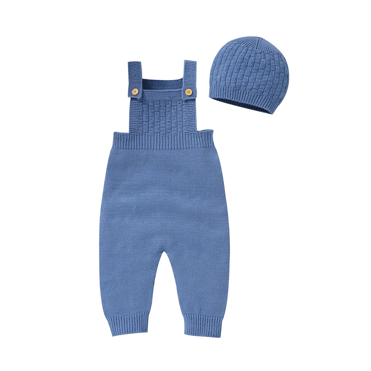 Baby Romper & Hat Set (0–18M) – Solid Color Knitted Outfit - Lumuana