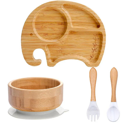 4-Piece Baby Bamboo Suction Plate Set