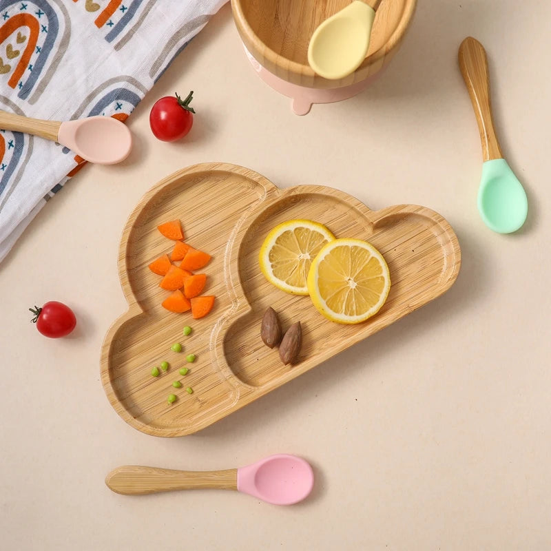 4-Piece Baby Bamboo Suction Plate Set
