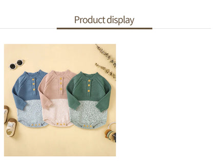 Newborn & Infant Jumpsuit – Knitted Long Sleeve Onesie
