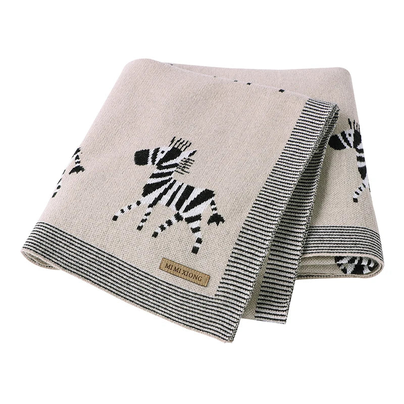 Soft Knitted Baby Blanket 100x80cm – Cute Cartoon Newborn Swaddle, Toddler Bedding & Stroller Wrap