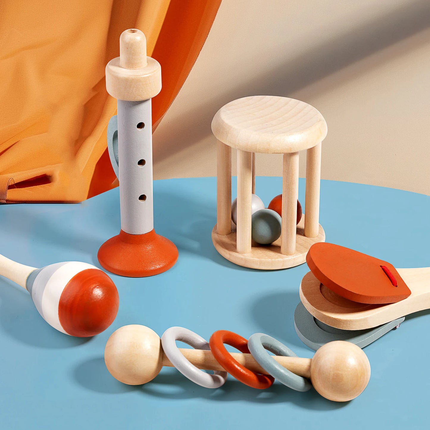 Soothing Wooden Baby Bell Toy,Ringing Instrument, Early Childhood Education